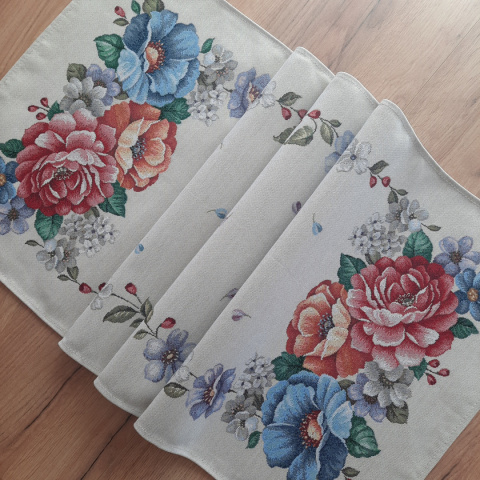 Bieżnik gobelinowy duże kwiaty 45x140 Bieżnik gobelinowy duże kwiaty 45x140