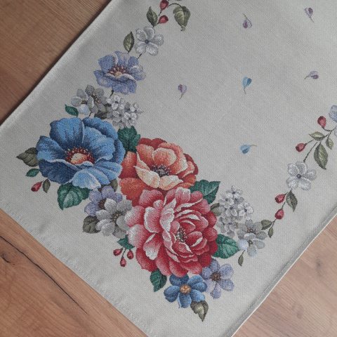 Bieżnik gobelinowy duże kwiaty 45x140 Bieżnik gobelinowy duże kwiaty 45x140