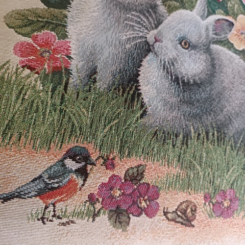 Poszewka gobelinowa WIELKANOCNA zające 45x45