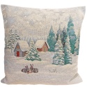 Poszewka gobelinowa zimowa prztykana srebrną nitką 45x45